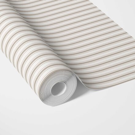 'Trambone' Neutral Geometric Striped Wallpaper (Greige/ Beige/ Warm Gray)