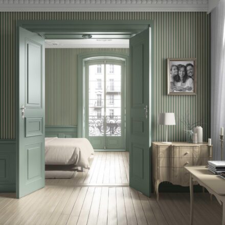 'Karoi' Geometric Striped Wallpaper (Leaf Green) - Image 4