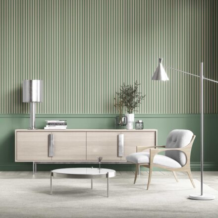 'Karoi' Geometric Striped Wallpaper (Leaf Green) - Image 3