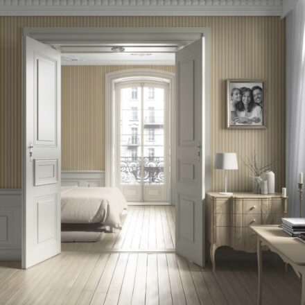 'Baki' Geometric Striped Wallpaper (Ochre Yellow) - Image 4