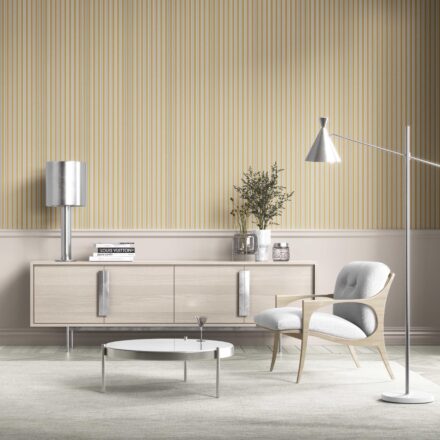 'Baki' Geometric Striped Wallpaper (Ochre Yellow) - Image 3