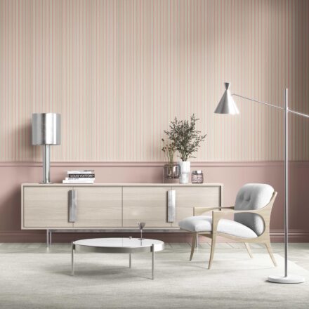 'Itom' Geometric Striped Wallpaper (Soft Pastel Pink) - Image 3