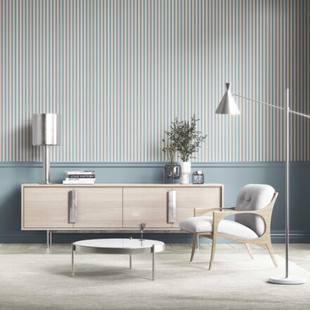 'Adeline' Geometric Striped Wallpaper (Blue) - Image 3