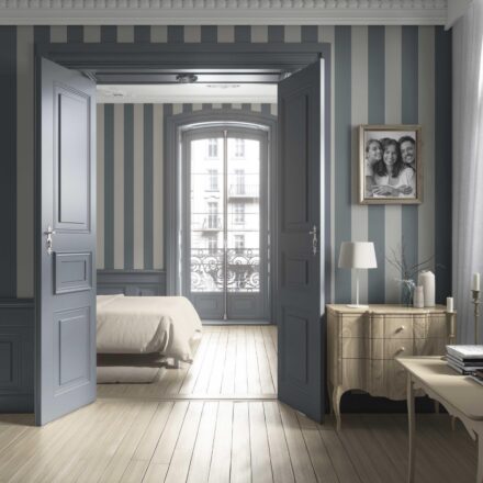 'Condare' Neutral Geometric Striped Wallpaper (Slate Blue/ Gray) - Image 4