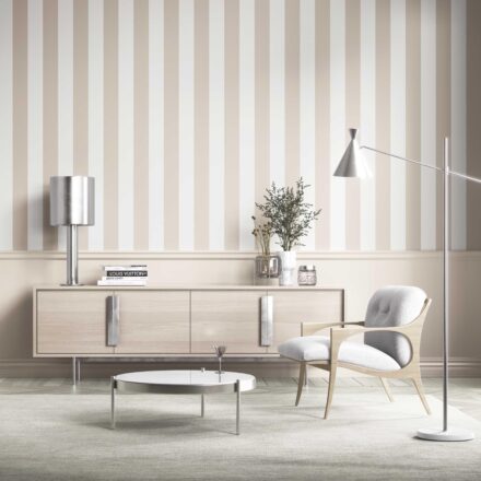 'Asmara' Neutral Geometric Striped Wallpaper (Beige/ Greige/ White) - Image 6