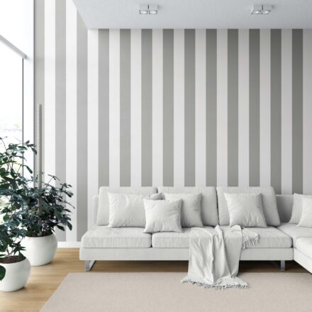 'Shadow' Neutral Geometric Striped Wallpaper (Gray/ White) - Image 2
