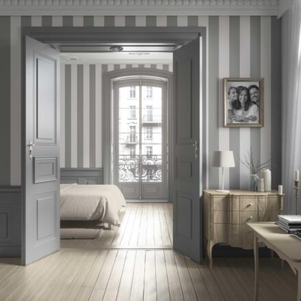 'Shadow' Neutral Geometric Striped Wallpaper (Gray/ White) - Image 4