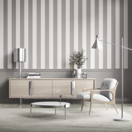 'Shadow' Neutral Geometric Striped Wallpaper (Gray/ White) - Image 6