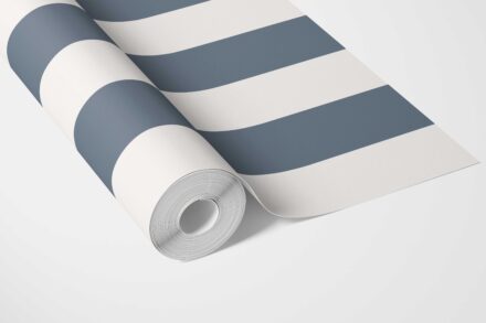 'Crayon' Neutral Geometric Striped Wallpaper (Slate Blue/ White) - Image 3
