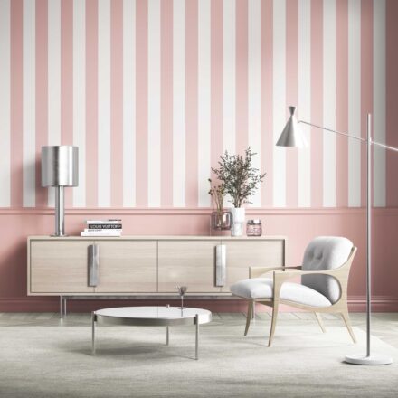 'Timberland' Geometric Striped Wallpaper (Blush Pink/ White) - Image 6