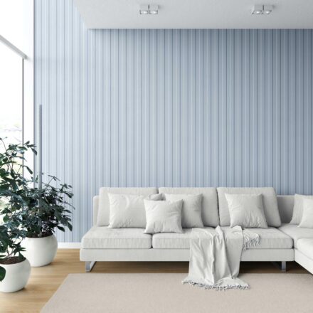 'Sea Nymph' Geometric Striped Wallpaper (Blue) - Image 6
