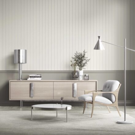 'Dawn Dew' Neutral Geometric Striped Wallpaper (Sage Gray/ Beige/ Cream) - Image 3