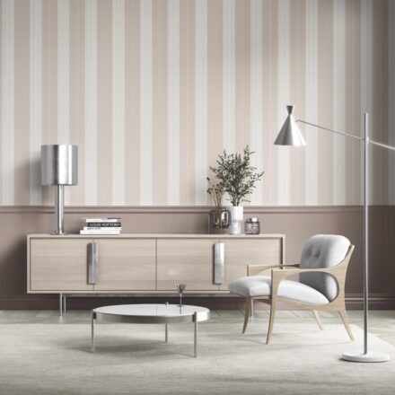 'Luxora' Neutral Geometric Striped Wallpaper (Beige/ Greige/ Warm Gray) - Image 2