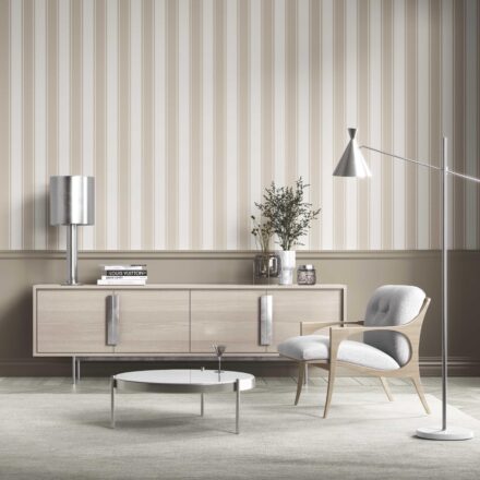 'Pipe Dream' Neutral Geometric Striped Wallpaper (Beige) - Image 2