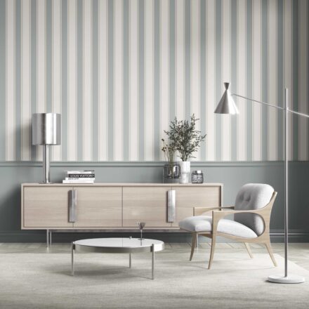 'Atrina' Geometric Striped Wallpaper (Mint Green/ Gray) - Image 6
