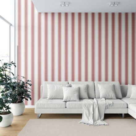 'Mauvelous' Geometric Striped Wallpaper (Pastel Pink) - Image 2