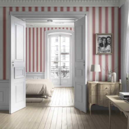 'Mauvelous' Geometric Striped Wallpaper (Pastel Pink) - Image 4