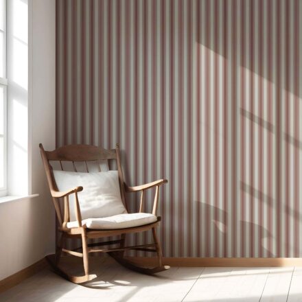 'Southwold' Geometric Striped Wallpaper (Brick Red/ Dusty Pink) - Image 4