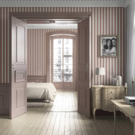 'Southwold' Geometric Striped Wallpaper (Brick Red/ Dusty Pink) - Image 2