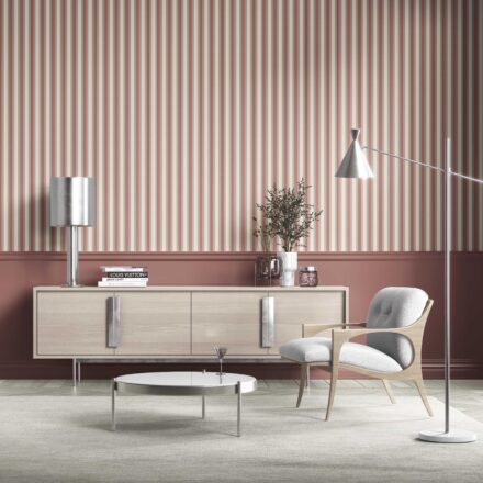'Southwold' Geometric Striped Wallpaper (Brick Red/ Dusty Pink) - Image 6