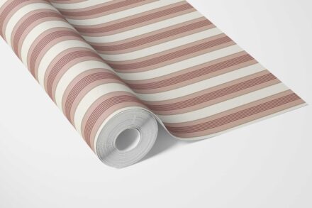 'Southwold' Geometric Striped Wallpaper (Brick Red/ Dusty Pink) - Image 3