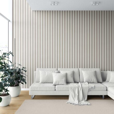 'Cloud Forest' Neutral Geometric Striped Wallpaper (Beige/ Brown/ Warm Gray) - Image 5