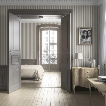 'Cloud Forest' Neutral Geometric Striped Wallpaper (Beige/ Brown/ Warm Gray) - Image 2
