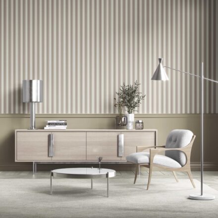 'Cloud Forest' Neutral Geometric Striped Wallpaper (Beige/ Brown/ Warm Gray) - Image 6