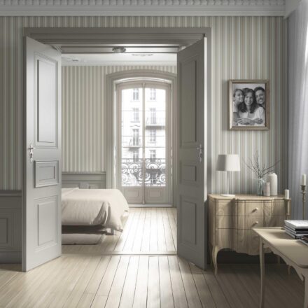 'Ursa' Neutral Geometric Striped Wallpaper Cream/ Beige/ Warm Gray - Image 2