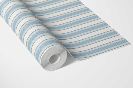 'Sea Holly' Geometric Striped Wallpaper (Blue/ Cream) - Image 3