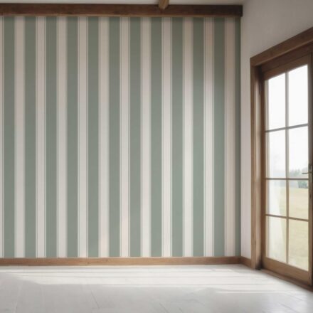'Dinnigan' Geometric Striped Wallpaper (Sage Green/ Gray) - Image 7