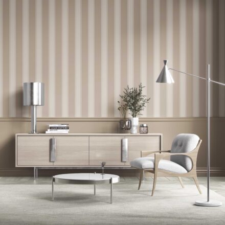 'Orelia' Neutral Geometric Striped Wallpaper (Brown/ Beige) - Image 2