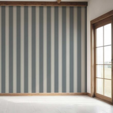 'Elderflower' Neutral Geometric Striped Wallpaper (Slate Gray) - Image 7