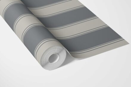 'Elderflower' Neutral Geometric Striped Wallpaper (Slate Gray) - Image 3