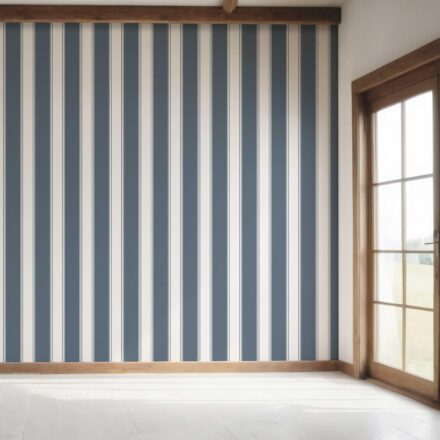 'Midnight Lamp' Geometric Striped Wallpaper (Navy Blue) - Image 7