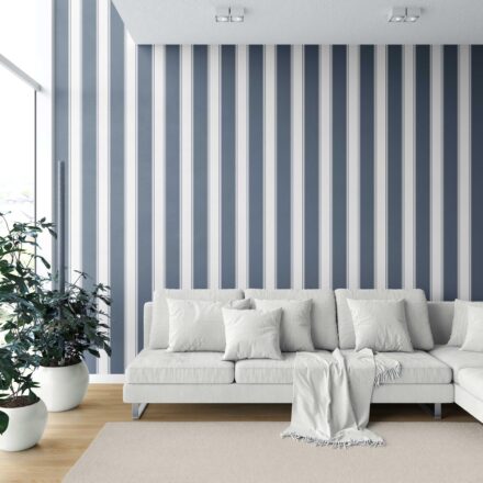 'Midnight Lamp' Geometric Striped Wallpaper (Navy Blue) - Image 2