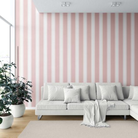 'Stage Star' Geometric Striped Wallpaper (Pink) - Image 2