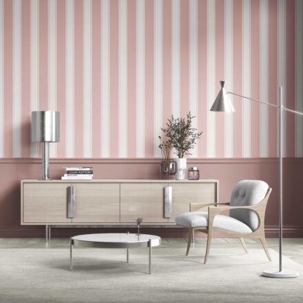 'Stage Star' Geometric Striped Wallpaper (Pink) - Image 6