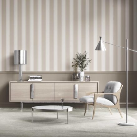'Kestrel' Neutral Geometric Striped Wallpaper (Greige/ Taupe/ Warm Gray) - Image 2