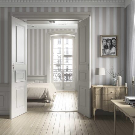 'Snowpea' Neutral Geometric Striped Wallpaper (Greige/ Warm Gray) - Image 4
