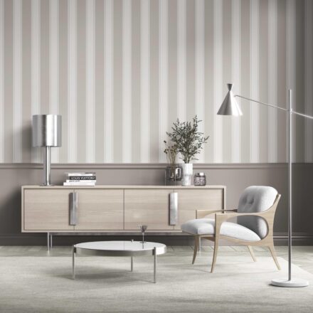 'Snowpea' Neutral Geometric Striped Wallpaper (Greige/ Warm Gray) - Image 2