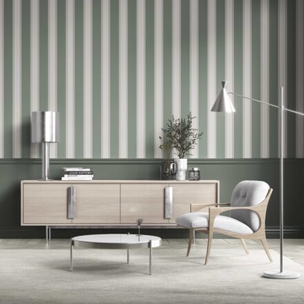 'Vynuoge' Geometric Striped Wallpaper (Sage Green) - Image 6