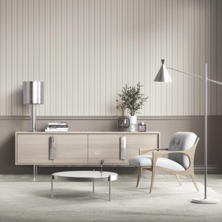 'Prima Donna' Neutral Geometric Striped Wallpaper (Cream/ Beige/ Gray) - Image 3