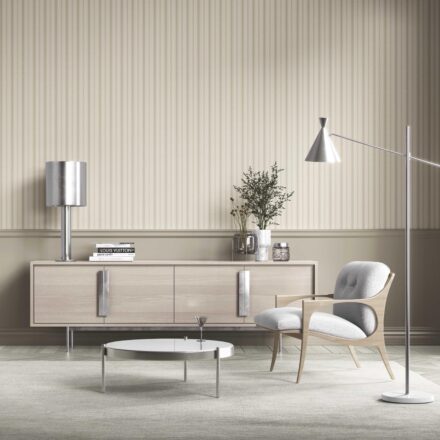 'Kibble' Neutral Geometric Striped Wallpaper (Beige/ Taupe) - Image 3