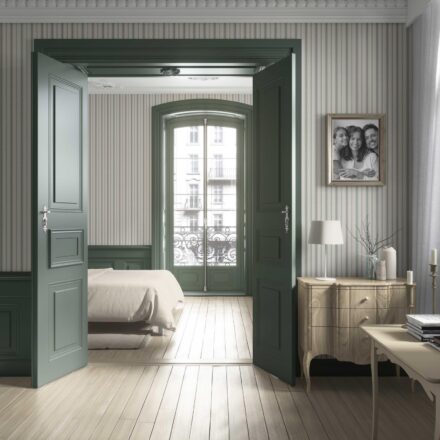 'Niblock' Geometric Striped Wallpaper (Sage Green/ Cream) - Image 4