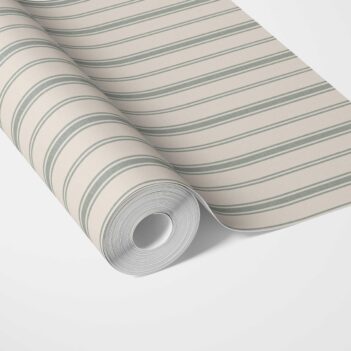 'Niblock' Geometric Striped Wallpaper (Sage Green/ Cream)