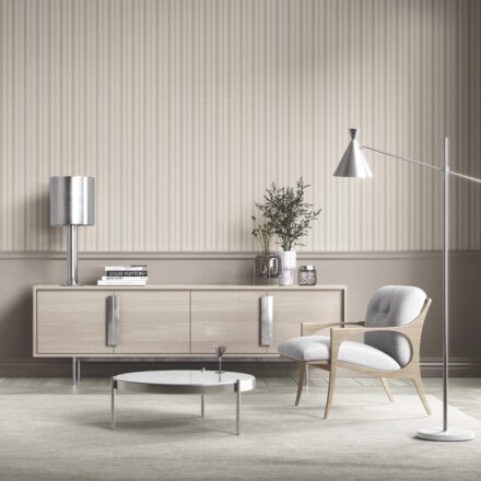 'Cobnut' Neutral Geometric Striped Wallpaper (Beige/ Greige/ Taupe) - Image 3