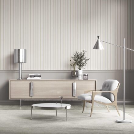 'Rustic Charm' Neutral Geometric Striped Wallpaper (Greige/ Taupe Gray) - Image 3