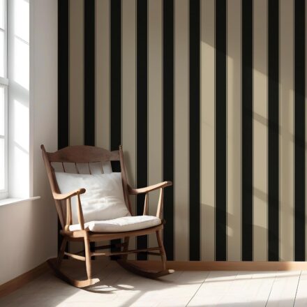 'Buron' Neutral-Toned Scandi-Inspired Striped Wallpaper (Black/ Brown/ Beige) - Image 5