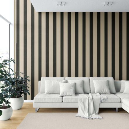 'Buron' Neutral-Toned Scandi-Inspired Striped Wallpaper (Black/ Brown/ Beige) - Image 6